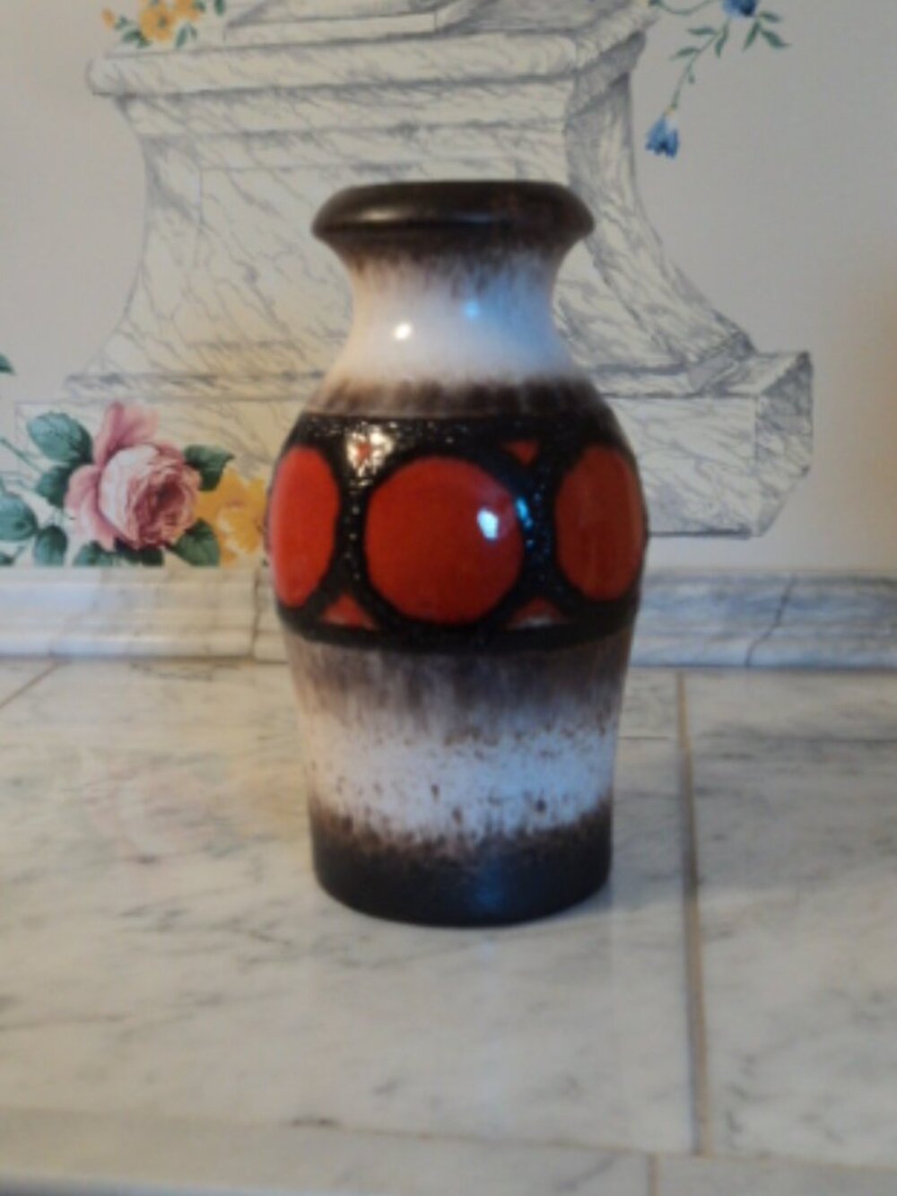 Fat Lava Vase Scheurich W.Germany Red Black MCM Art Pottery